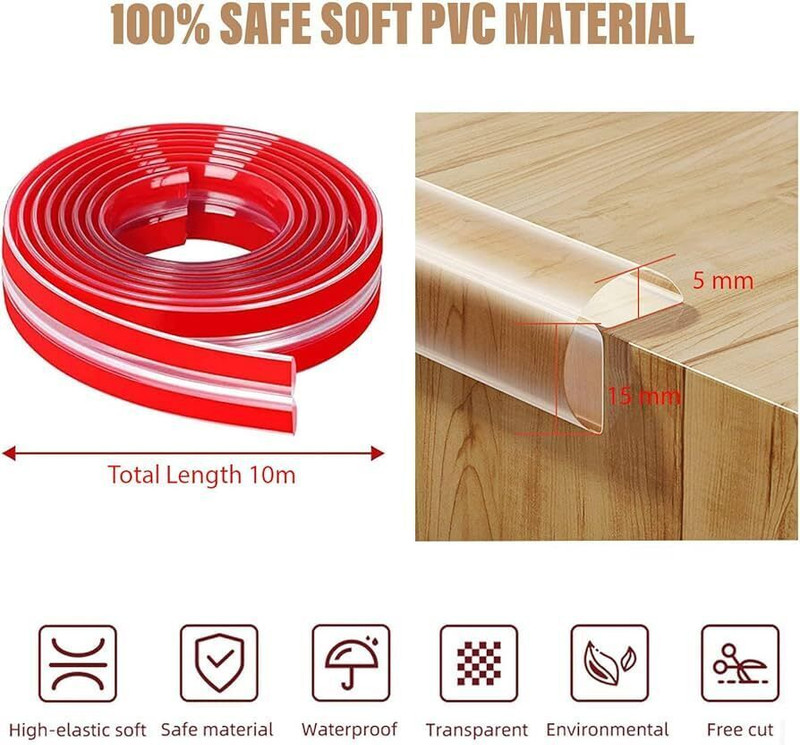 AARADHYAM Bumper Soft Silicone Edge Protector Strip 10 Meter, Baby Proofing, PreTape(transparent)