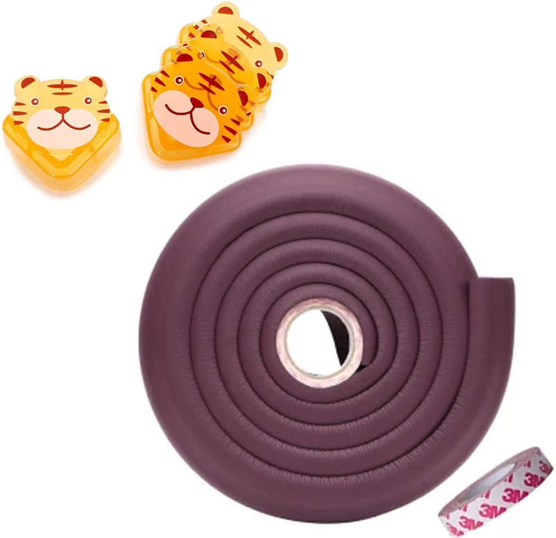 Safe-o-kid Baby Safety 2 Meter Edge Guard + 4 Tiger Shaped Corner Guard with 3M Adhesive(Brown & Yellow)