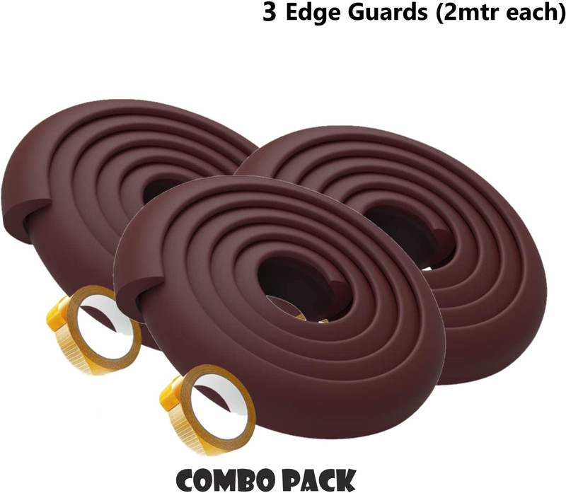 Giggli Baby Safety Edge Corner Guard Edge Guards (2 Meter ) Edge Guards 3PC (BROWN)(Brown)