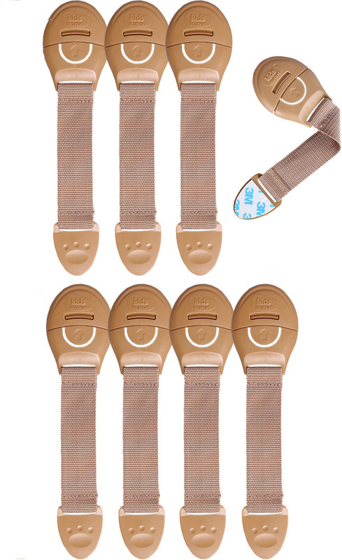 KIDS STATION Made in India Nylon Strap Baby Safety Locks for Kids for Drawer, Furniture(Beige, Pack of 8 pcs)