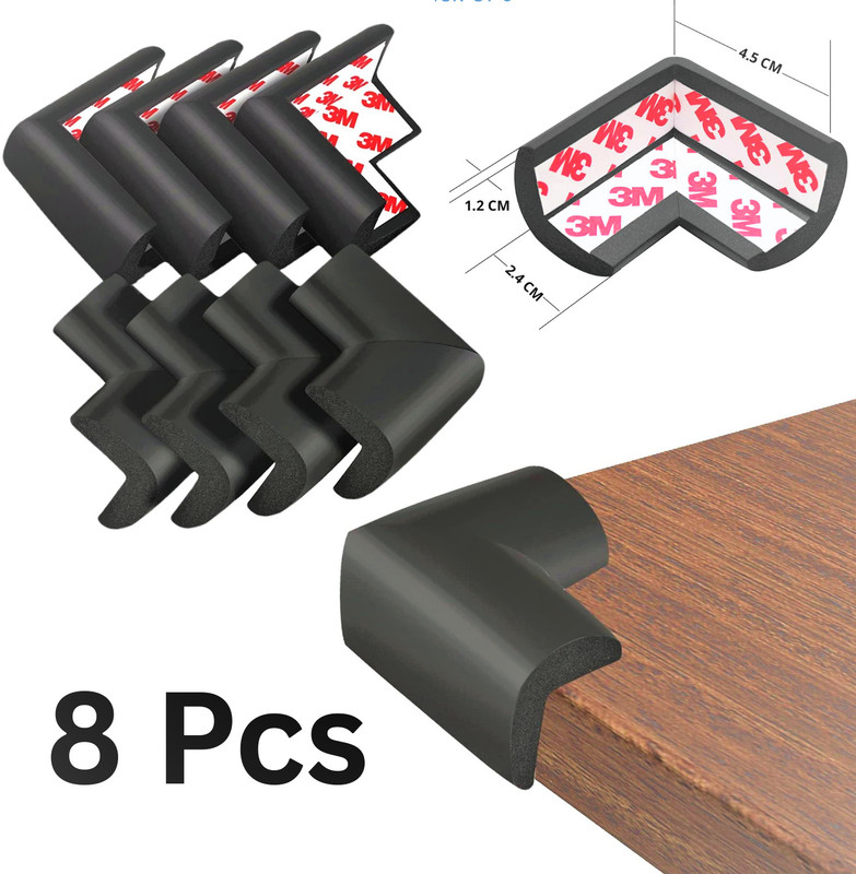 SELLARO (Pack of 8) Foam Corner Protector for Table Corner Guards for Baby Safety(Black)