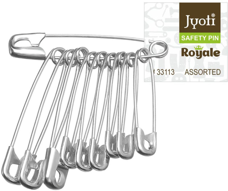 Jyoti Safety Pin - Royale (100 Assorted Pins in a Pouch) - Pack of 2 Pouches(Silver)