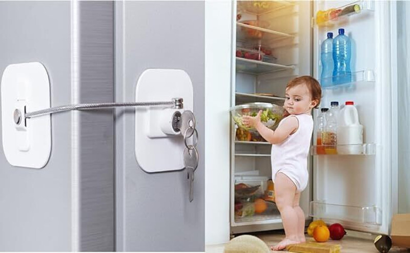 IGADG Fridge Key Lock for Kids Safety | Easy Installation For Cupboard & Cabinets(White)