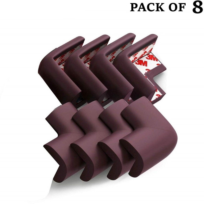 Giggli Brown Foam Corner Guards Pack of 8 | Baby Safety Edge Protector(Brown)
