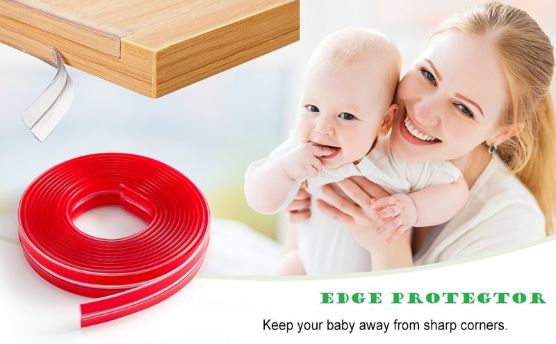 Coozico 1-Meter Silicon Edge Protector, Baby Proofing corner Safety Strip for Kids Child Safety Strap Lock(Clear)