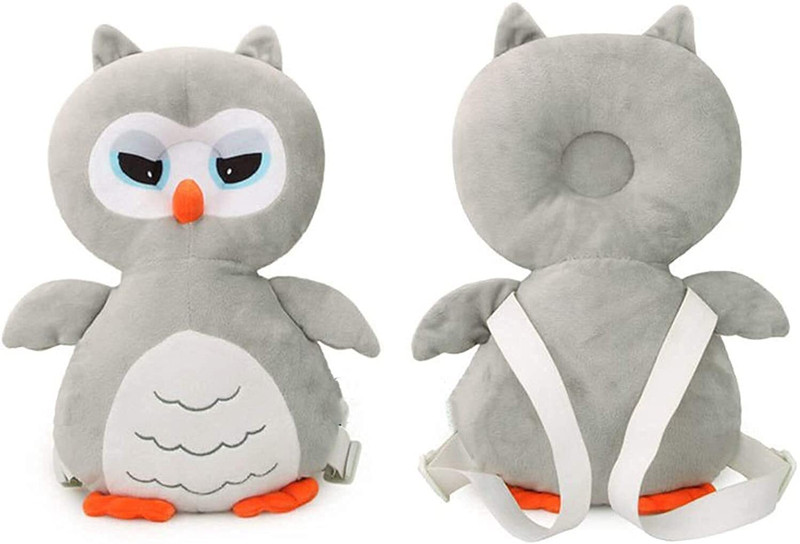 Livastram Baby Head Protection Pillow–Cute Owl Design Safety Cushion with Adjustable Strap(Grey)