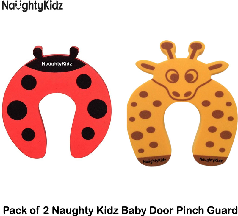 naughty kidz Combo of 2 Baby Finger Door Pinch Guard for Baby Safety -Door Stopper for Kids(Red, Yellow)