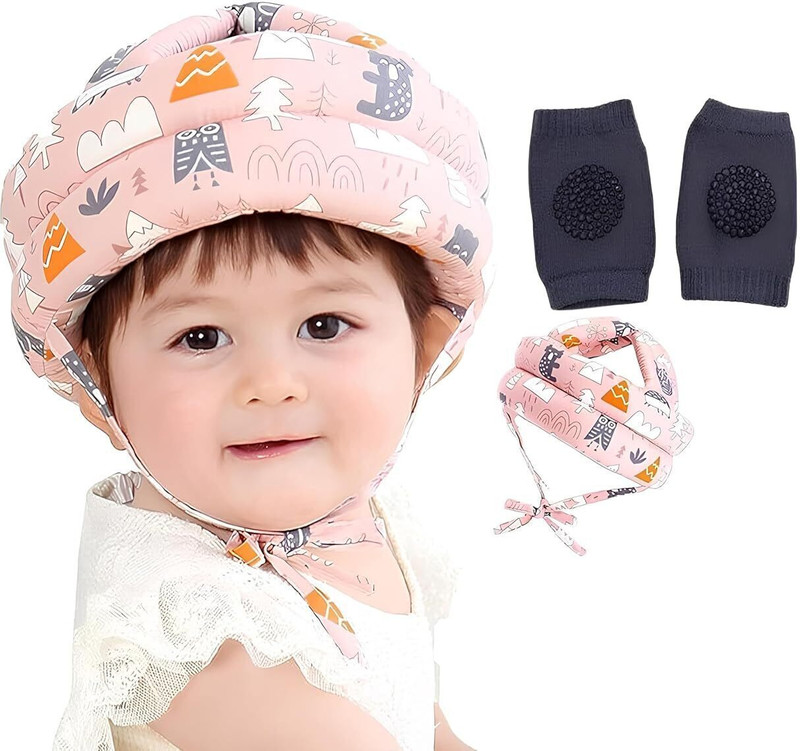 S-Square S SQUARE Baby Safety Helmet for Crawling Baby Head Protector With Kneepad(Pink Cartoon)