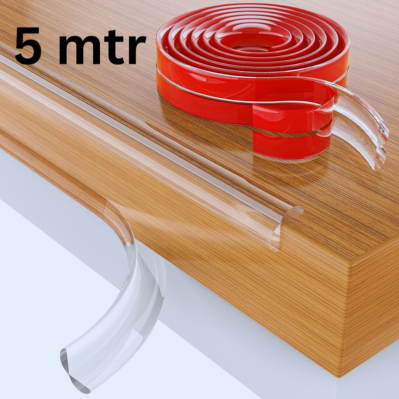 PRO99S 5 Meter Silicone Edge Protector Strip, Baby Proofing, Pre-Tape Adhesive Corner(Transparent)