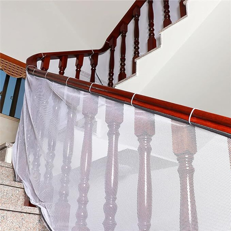 Safe-o-kid Pack of 2 - Strong Fine Mesh Fall Prevention Safety Net(White)