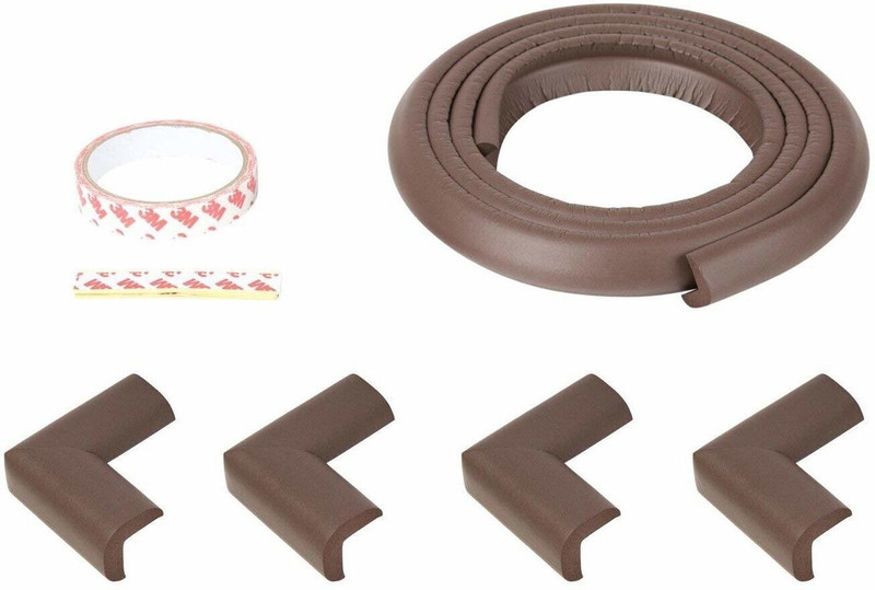 Safe-o-kid High Density L-Shaped 2 mtr Long 1 Large Edge Guard with 4 Corner Cushions(Brown)