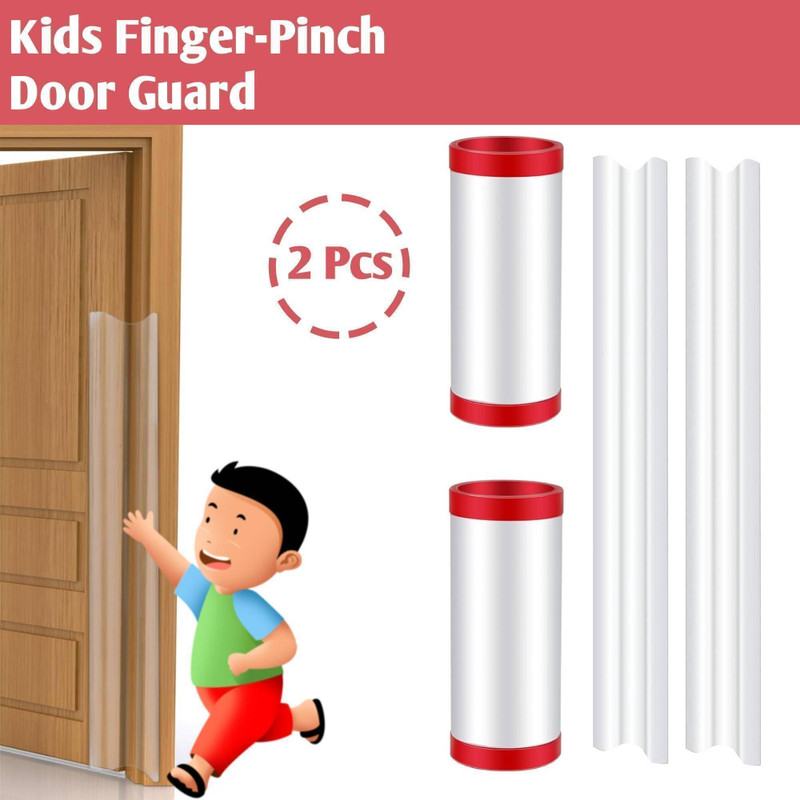RollToCrawl Child Safety Door Guard, 2 Pcs|90CMx18CM, Hinge Guard for Kids, Children, Babies(Transparent)