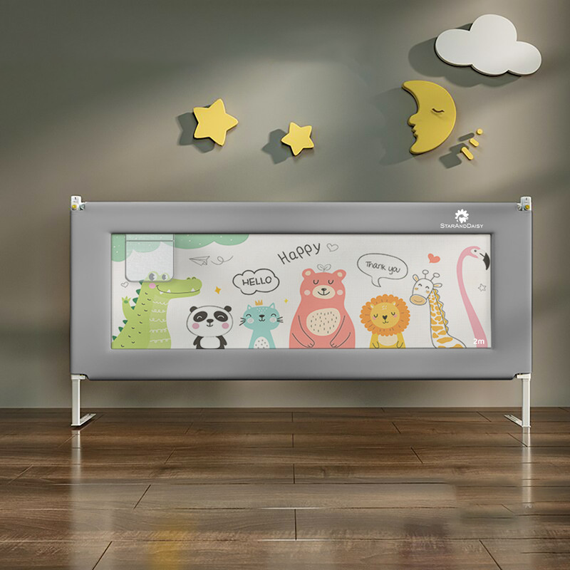 StarAndDaisy Baby Bed Safety Guard Rail 2 mm Thick Strong Frame For Baby Bed(Printed Grey)