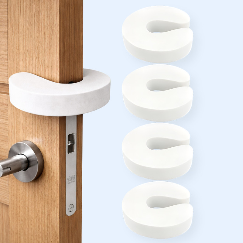 AWEJOY Baby Proofing Finger Pinch Door Guard for Kids Safety (C-Shape, Pack of 4)(White)