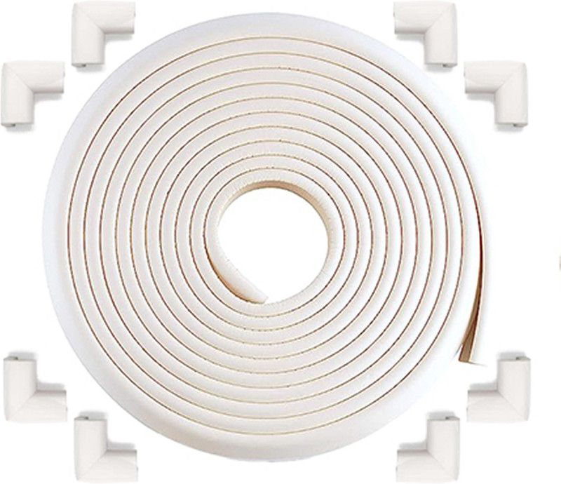 KIDS STATION Made in India Baby Proofing L-Shape 50gm/mtr. Dense Edge & Corner Guard Pack(Off-White, 5 Meters Long Edge Guard + 8pcs Corner Guard)