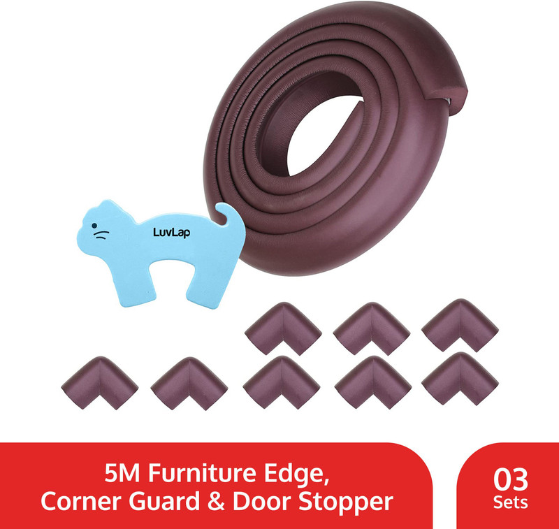 LuvLap Baby Proofing Edge Corner Guards, Extra thick 5 Meter, Furniture Corner Cushion(Brown)