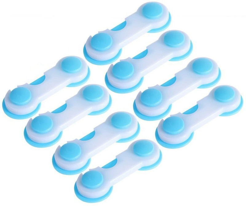 ClickFit Kids Safety Cabinet Door Locks, 8Pcs Cabinet Lock With Self Adhesive(Blue, Orange)