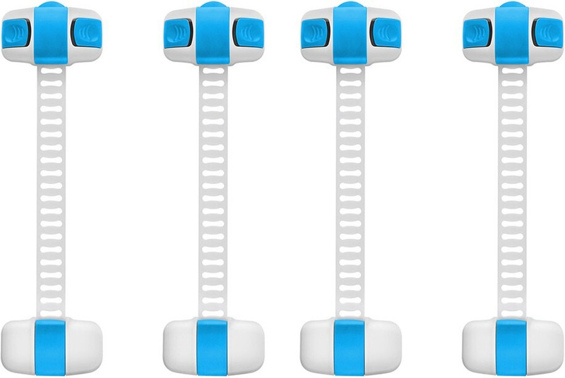 Safe-o-kid High Quality, Adjustable Medium Multi-Purpose Child Safety Lock (Pack of 4)(White & BLUE)