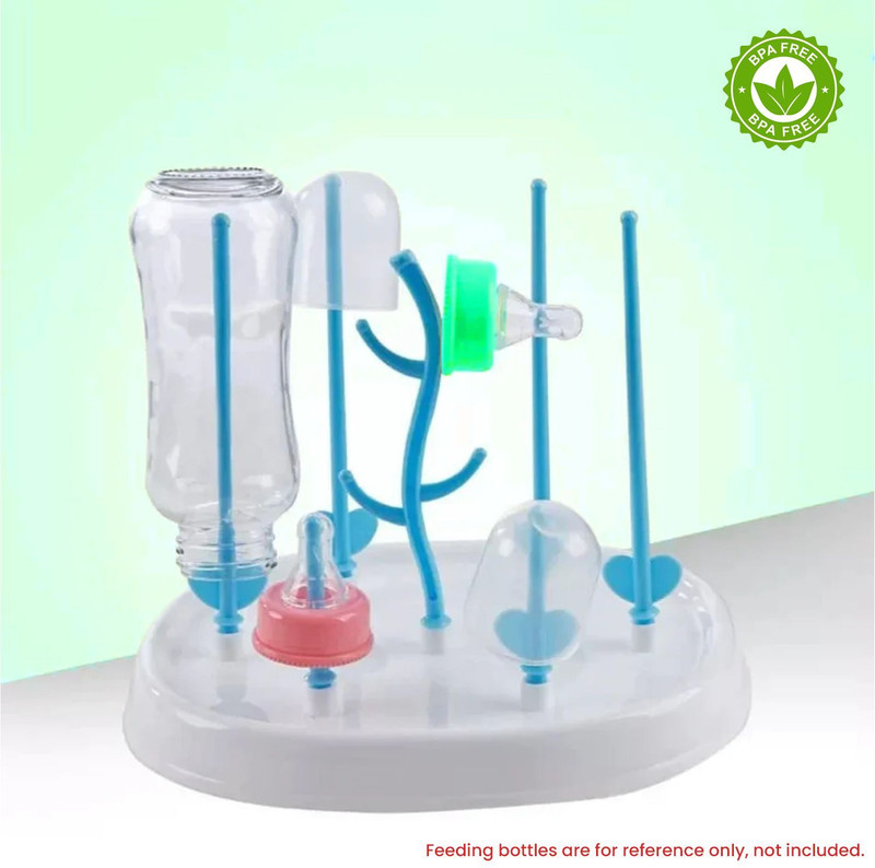 Safe-o-kid BPA-Free Bottle Drying Rack – Safe, Non-Toxic & Durable for Baby Bottles,Nipples(white & Blue)