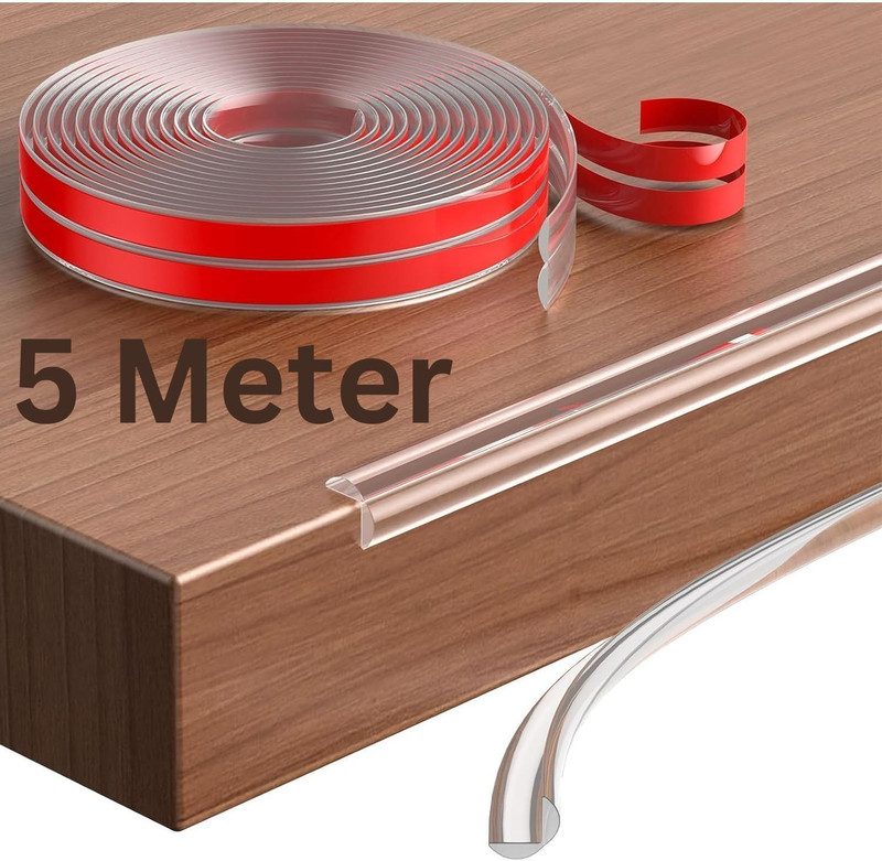 PRO99S Edge Protector Tape for Furniture Clear Corner & Edge Guards [5 meter](Transparent)