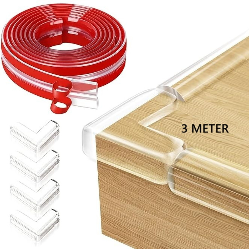 TRUJVE 3Meter Edge Protector Triangle Corner Guards for Furniture Desk Crib Gate(transperent)