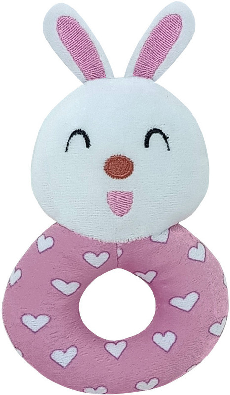 SnugglePuff Bunny Rattle Soft Toy with Round Handle Rattle(Pink)