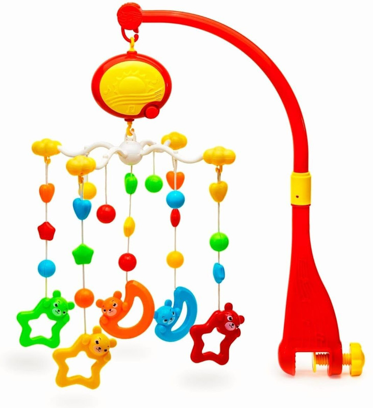FunBlast Musical Bed Bell Cot Hanging Rotational Rattle Toy for Baby – Battery Operated R Rattle(Multicolor)