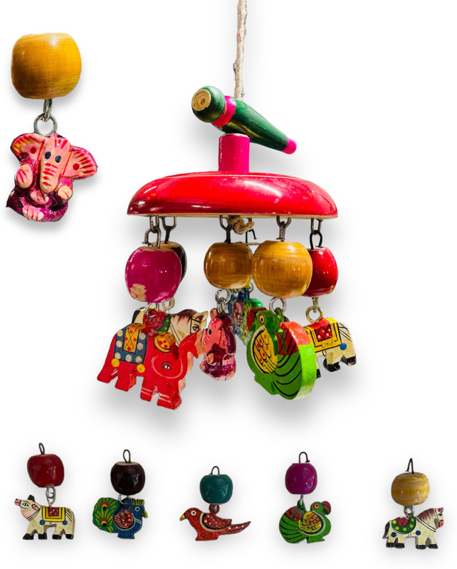 A to Z Hub Wooden Hanging rattle/toy for cradle/car/Stroller/jhula Rattle(Multicolor)