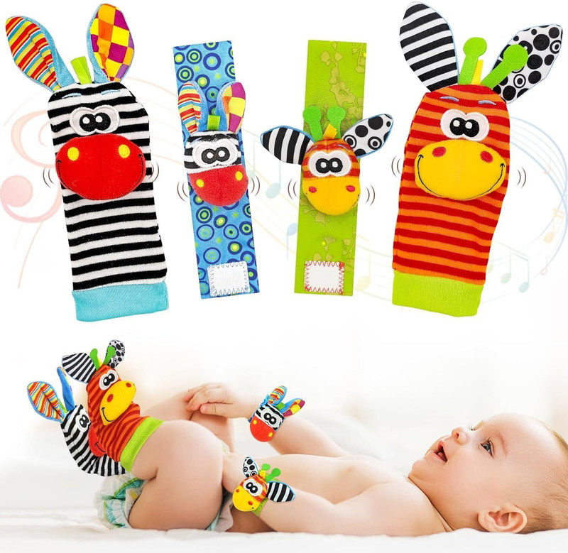 Cots and Cuddles Wrist Rattle and Foot Finder Socks Toy Set for Babies 0-12 Months Rattle(Multicolor)