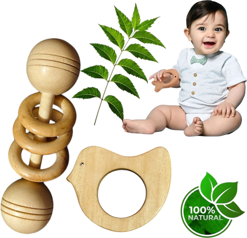 Shreeja Shilpcraft NeemWood Comfort – Nature’s Touch for Teething Babies Rattle(Brown)