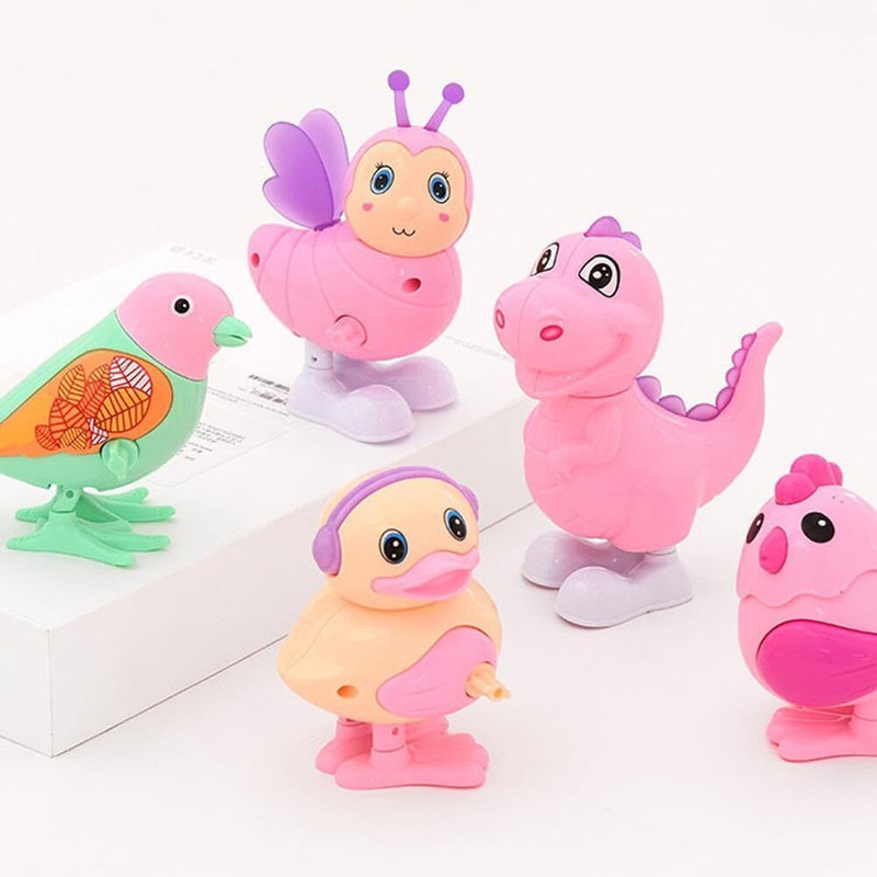 TRU TOYS Key Operated Wind Up Jumps Moves Rotate Animal Bird Toy, Pack 2 Random Combo Rattle(Multicolor)