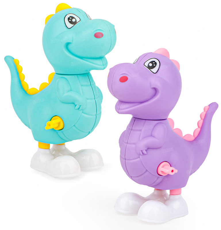 FIDDLERZ Dino Wind-Up Key Operated Crawling Jumping Toy for Kids Pack of 2 – (No Battery) Rattle(Multicolor)