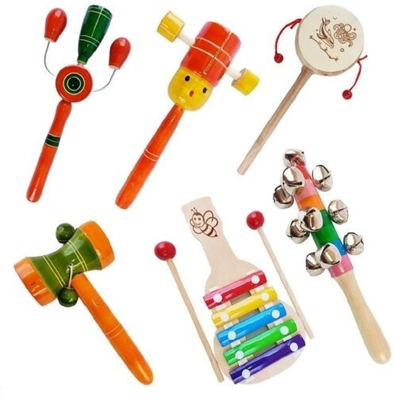 Rainbowstore Wooden Baby Rattles for 6to12 Months New Born Baby Toys 0-6 Months-Set of 6 pcs Rattle(Multicolor)