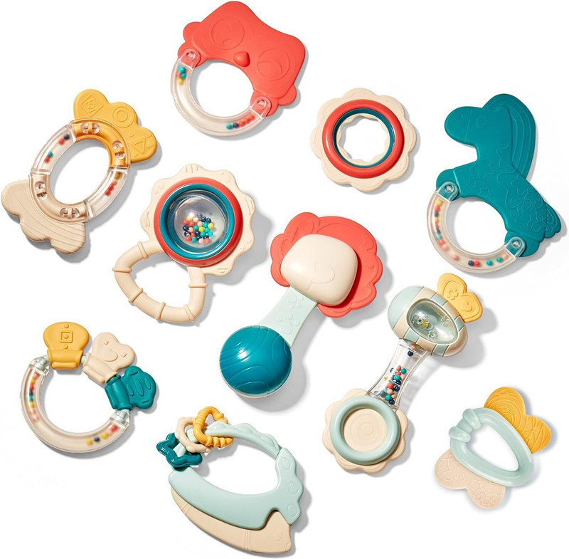 J K INTERNATIONAL Non Toxic,Soothing Teether for New Born and Infants Rattle Rattle(Multicolor)