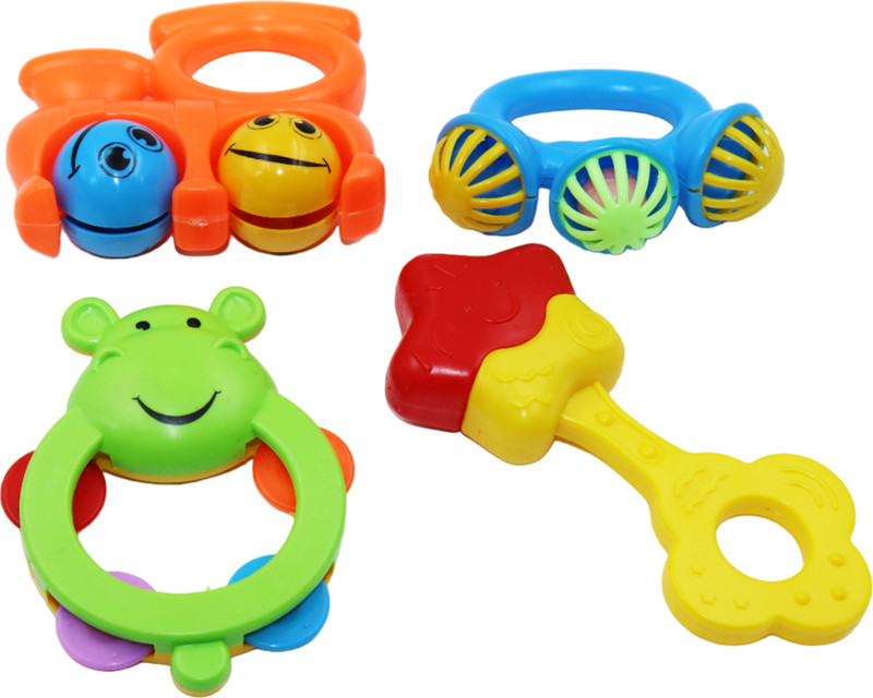 asian Rattles and Teether for Babies, Pack of 4 Pcs Rattle Rattle(Multicolor)