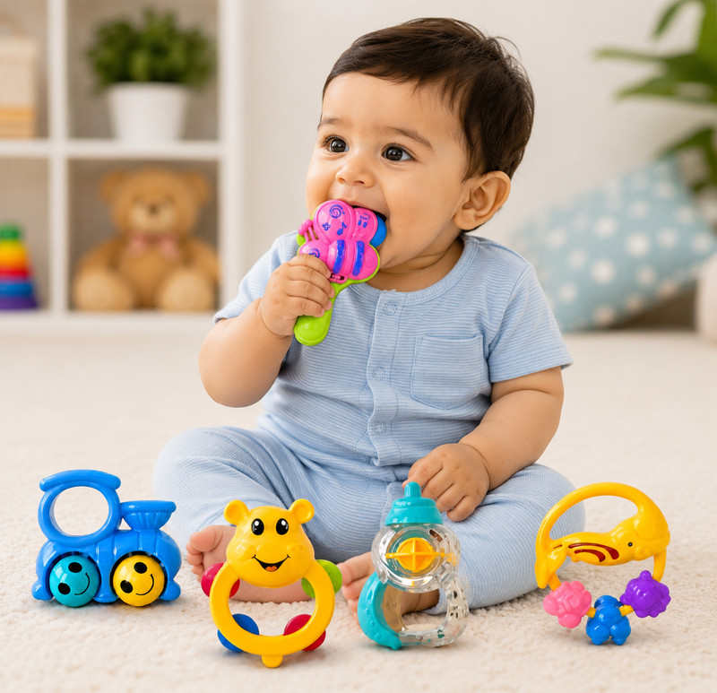 kidzimania Colorful, 6 pcs set of rattles for Toddlers Rattle(Multicolor)