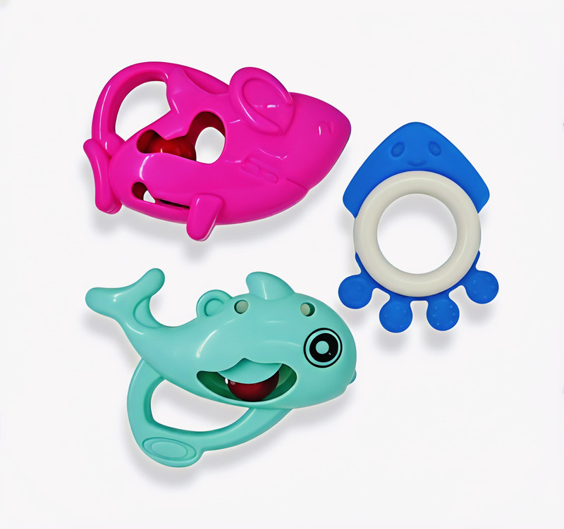 PLAYTREKS Baby Rattles for Newborn Infants Non-Toxic BPA Free Teething Rattles pack of 03 Rattle(Multicolor)