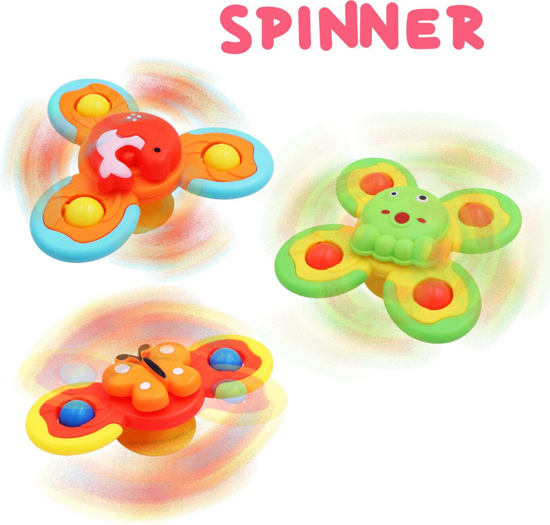 Toy Mitra 3Pcs Suction Cup Fidget Spinner Toy For baby / baby rattle / bath toy Rattle(Multicolor)