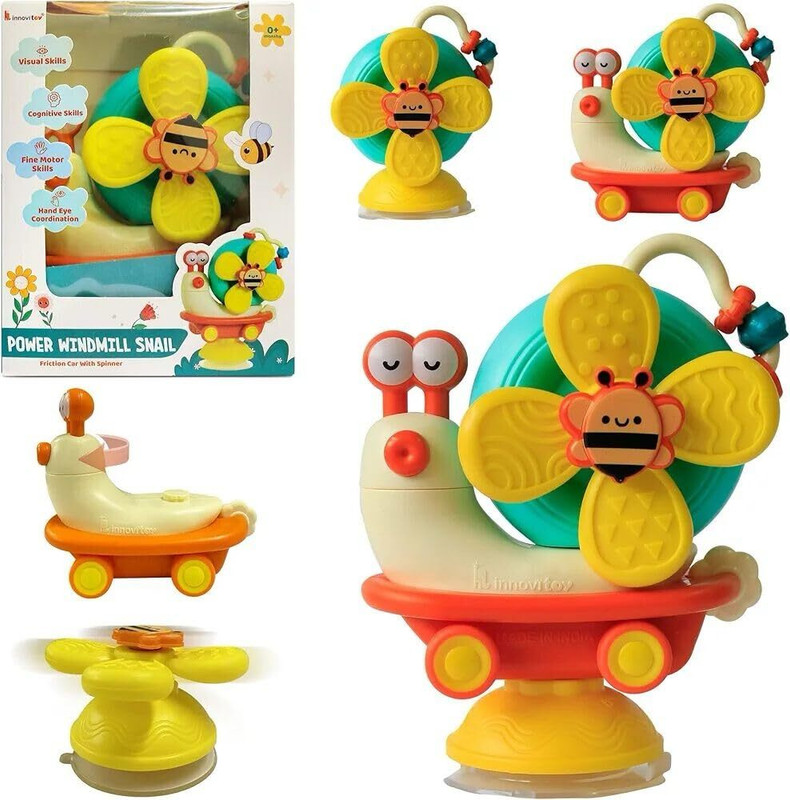 ZUNBELLA 5-in-1 Suction Spinner Windmill Toy|Colorful Baby Toy For Bath & Play For Kids Rattle(Multicolor)