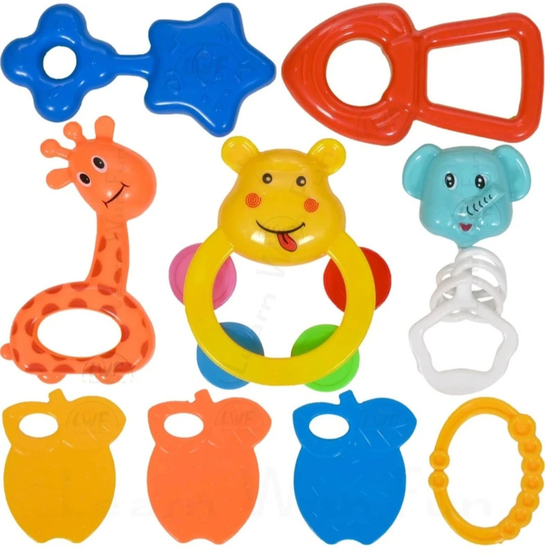 TechHark Colorful Attractive Plastic Non Toxic, Shake & Grab Rattle and Soothing Teether for New Born and Infants Rattle(Multicolor)