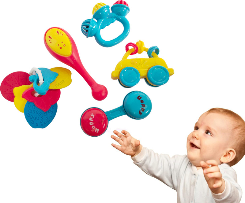 ROSEFAIR Newborn Baby Rattles Infant Rattle Toys Set for 6-12 Months Boy Girl (5 PCS) Rattle(Multicolor)