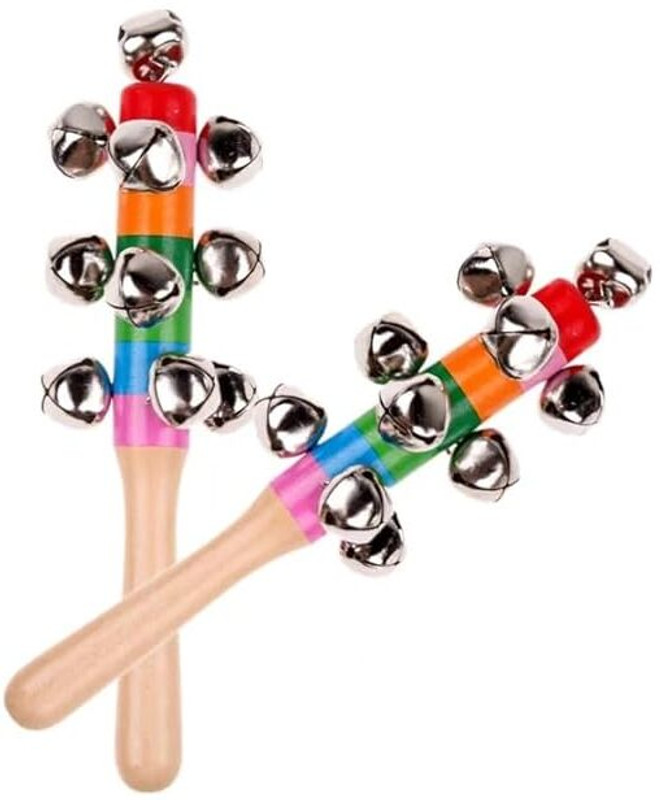 Aasiya Enterprises Baby Handle Jingle Bell Round Face Rattle Toys pack of 2 Rattle(Multicolor)