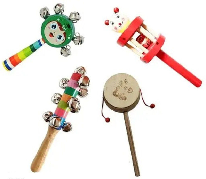 Rainbowstore Discover the Joy of Music: Colorful Wooden Musical Toy Set for Kids Rattle(Multicolor)