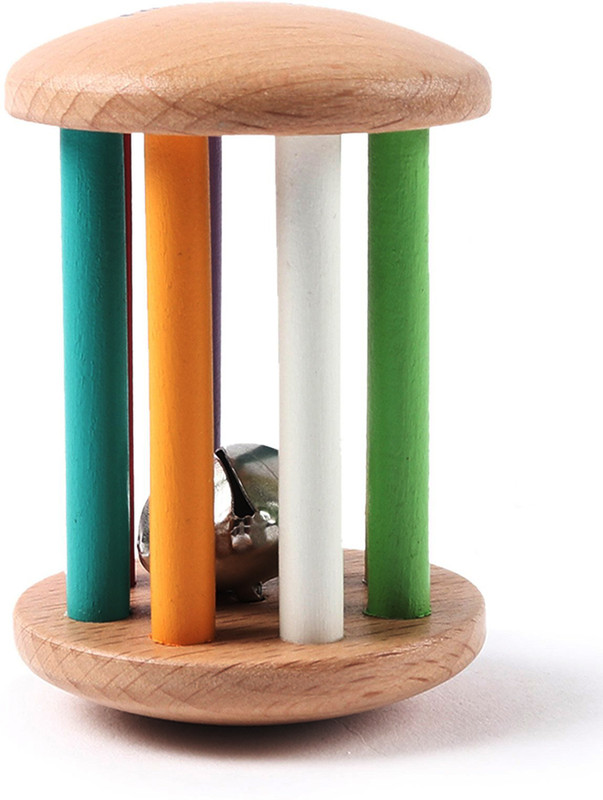 Intellibaby Premium Wooden Rolling Bell Rattle(Multicolor)