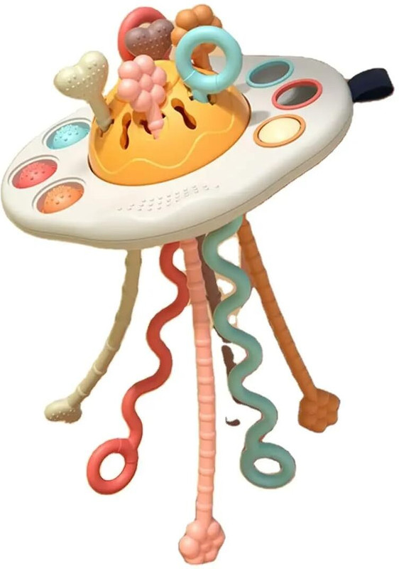 J K INTERNATIONAL Pull String Toy-Montessori Toy Toddler Stocking Stuffer 1Year Old Boy B'day Gift Rattle(Multicolor)