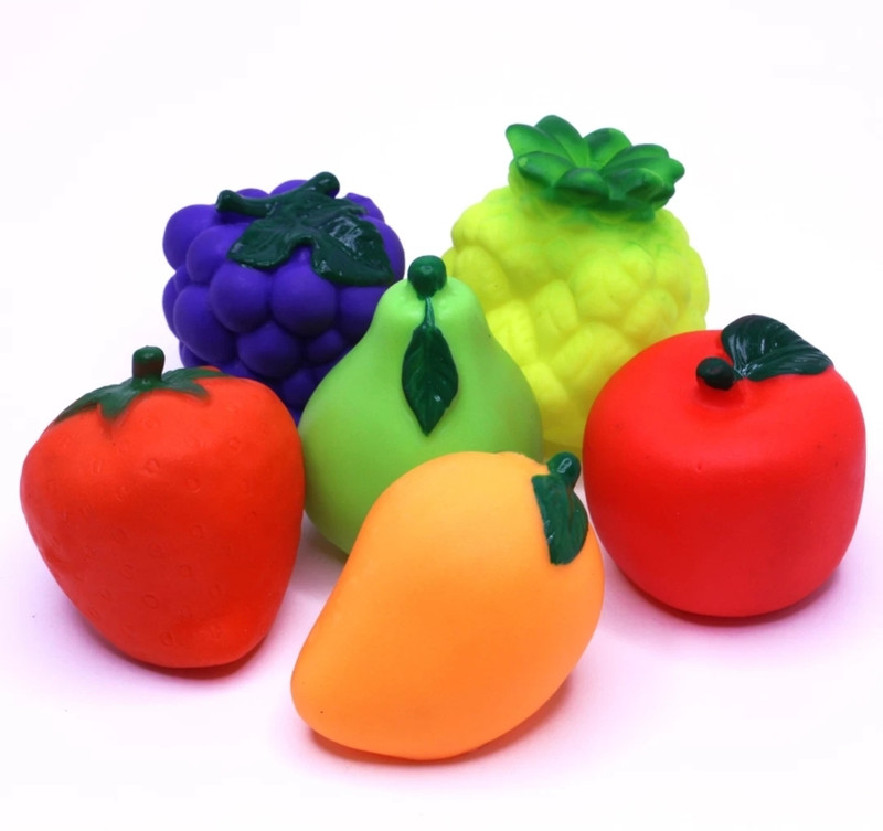 Khatushyam Fruit set baby toys chu chu sound 6 piss set fruit set mix cractor Rattle(Multicolor)