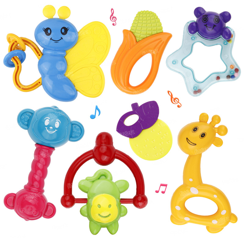 FIDDLERZ Baby Rattle Toy 6-12 Months Rattles and Teether for New Born Baby Rattle Toy Rattle(Multicolor)