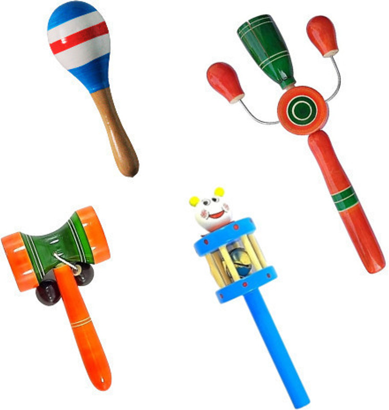 Little Mind Get Your Child's Playtime Rolling with Pack of 4 Rattles Set for Kids Rattle(Multicolor)