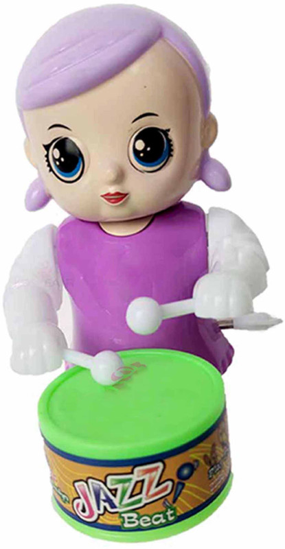 PRIMEFAIR Key-Operated Cute Musical Drummer Toy for Toddler Kids Birthday Gift Rattle(Pink)