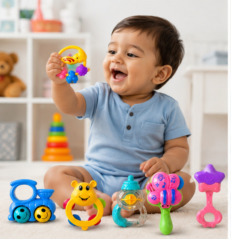 kidzimania Colorful Rattle set for toddlers set of 6 pcs Rattle(Multicolor)